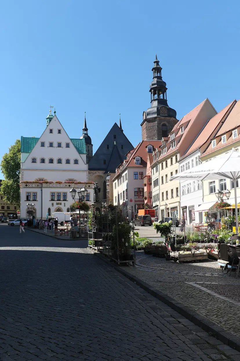 Market square and town hall in Lutherstadt Eisleben